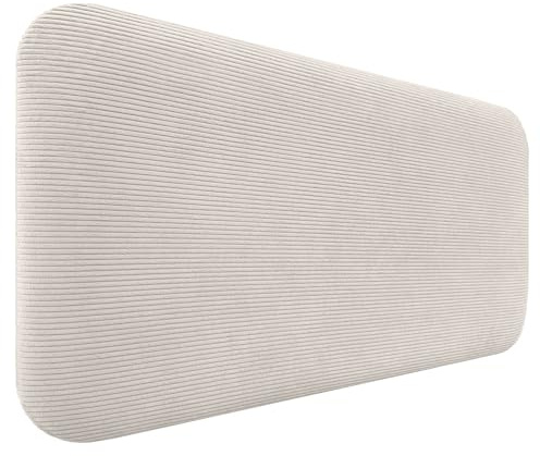 DHOME Testiera Imbottita Liscia Arrotondata in Velluto Premium per Parete Acustica Testate Letto Fonoassorbenti Camera da Letto (Bianco Ossa, 90cm)
