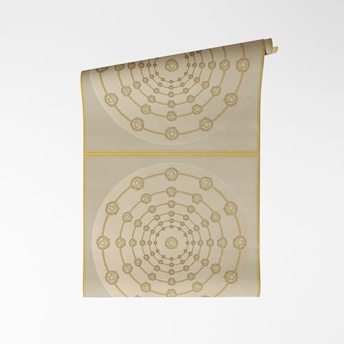 A.S. Création VERSACE VI I Love Baroque non-woven tapet – barock ornament med blommiga rankor, glänsande vinylyta, barocktapet, geometrisk tapet, 10,05 m x 0,70 m, beige/grå – 791753