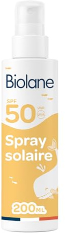 BIOLANE - Spray Solaire Bébé - Protection SPF50 - Visage & Corps - 200ml