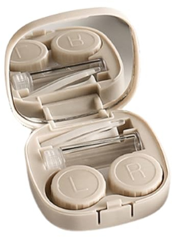 GYCAQAC Portalentillas Pequeño, Cajas Lentes De Contacto, Estuche de Lentillas, Porta Cajas de Lentillas con Espejo, Pinzas, Quita Lentillas Y Botella De Solución, para Viajes a Domicilio