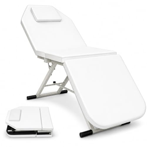 Chensyo Table de Massage Pliante Professionnelle, Lit de Massage Pliable Portable avec Dossier Réglable et Oreiller, Table Esthétique de Soin pour Massage Tatouage Salon Beauté Extension de Cils