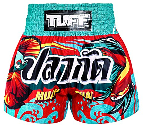 Tuff Sport Pantaloncini da Muay Thai da Boxe, Stile Tradizionale, MMA, Kickboxing, Tuf-MS672-rosso, L