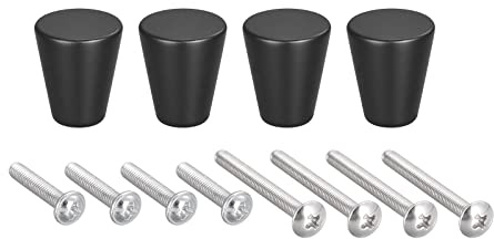 sourcing map 20x23mm Drawer Knobs, 4pcs Aluminum Alloy Wardrobe Pull Handles Black