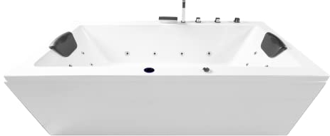Basera® BASIC Indoor Whirlpool Badewanne Naxos mit 16 Massagedüsen, Wasserfall, LED-Ambiente