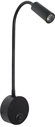 HVZUM LED 3W 3000K Wand leselampe wandleuchte innen wand deko Lamp,Flexibler Schwanenhals 360° Drehbar wandlampe mit schalter (Schwarz)