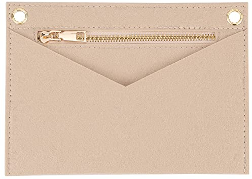 WADORN Filz-Handtaschen-Einsatz, Former Für Clutch-Umschlag-Tasche Umrüstsatz Für Umhängetaschen Herausnehmbare Große Tasche Geldbörsen-Einsatz Mit Ösen Für LV Kirigami Pochette, 15.7x22 cm, Khaki