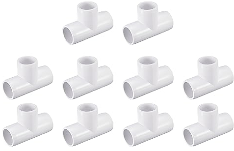 sourcing map 10Pack Tee PVC Beschläge 1/2 3 Wege PVC Rohrleitung Fitting Steckverbinder für Basteln PVC Regal Garten Unterstützung Struktur Lagerung Rahmen