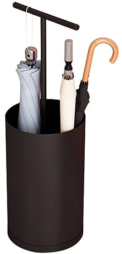 Paragüero Estante para Paraguas Paragüero Compacto para El Hogar, Puesto De Paraguas Moderno Simple, Cubo De Almacenamiento De Paraguas con Asa, con Bandeja De Agua (Color : Negro, S : 20 * 75cm)