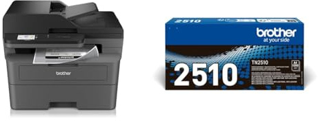 Brother Bundle DCP-L2665DW Imprimante Multifonction 3 en 1 (Impression/Scan/Copie) Laser Noir et Blanc, WiFi et Ethernet + Toner Original TN-2510 Noir supplémentaire (Capacité de 1 200 Pages)