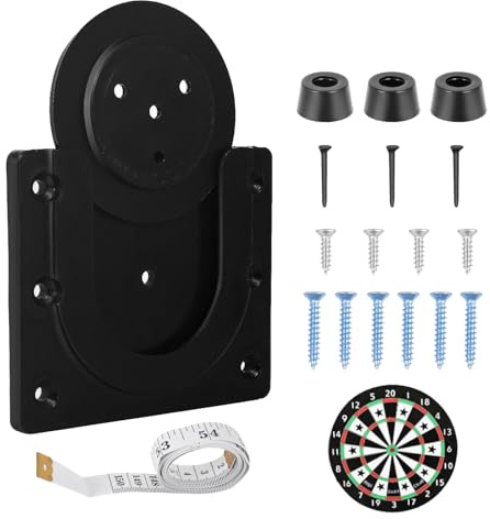 Kit de Negro Soporte para Diana de Dardos Plásticos, Soporte para Diana Cinta Métrica con Tornillo y Estabilizador, Soporte Universal Diana Accesorios para Paredes Tablas de Madera