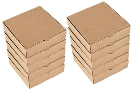ROMISBABA 10 Kleiner Pizzakartons Aus Karton Mit Deckel Transparente Kleiner Pizzaschachteln Für Pizza Kuchen Kekse Stabile Lebensmittelechte Verpackung Für Partys Und Gastgeschenke