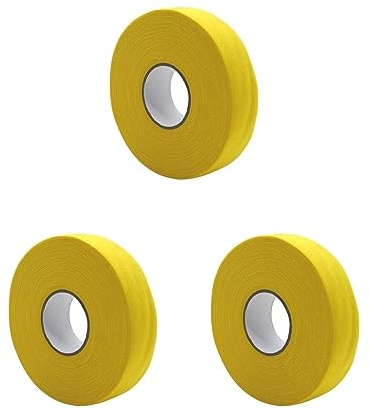 Set di 3 nastri protettivi traspiranti antiscivolo per hockey su ghiaccio, 2,5 x 25 m, colore: giallo