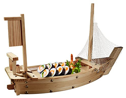 Piatto da portata in legno a forma di barca per sushi: elegante vassoio per sashimi per uso domestico o ristorante (100 cm)