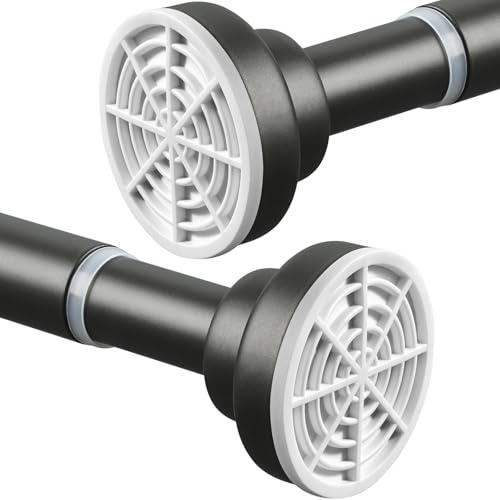 Shower Curtain Rod, Stainless Steel Extendable Shower Curtain Pole Tension Rods for Curtain No Drilling Shower Curtain Rail Net Curtain Poles for Bathroom Window Kitchen Wardrobe 63-118cm,Dark Grey