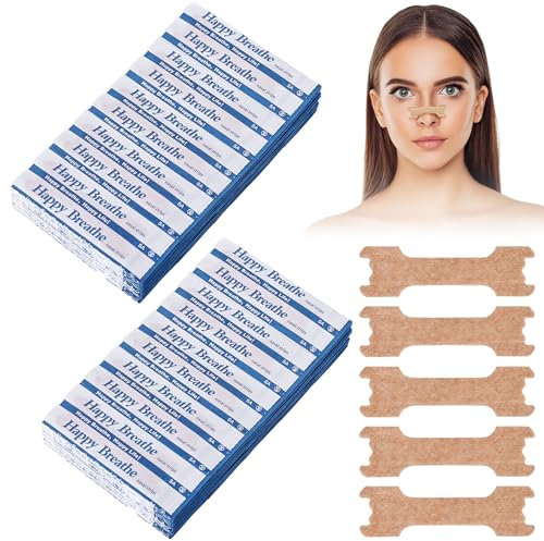 200 Stück Nasenpflaster Schnarchen, Nasenpflaster gegen Schnarchen Größe L (66 x 19 mm), Hautfarbene Anti Schnarch Nose Strips, Nasenstrips gegen Schnarchen Zum Schlafen Sport, Verbesserung der Atmung