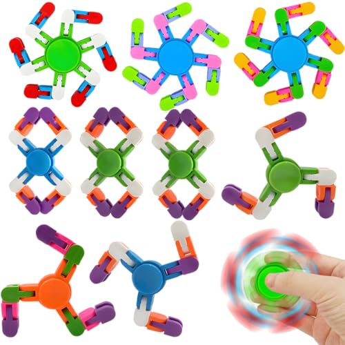 OYZOQ 9 Pezzi Fidget Spinner, Giocattolo Deformabile Faidate Spinner Anti-stress Deformabile Faidate, Spinner Bambini per Bambini e Adulti, 3D Rotatorio Fidget Spinner Rarissimi per Bambini