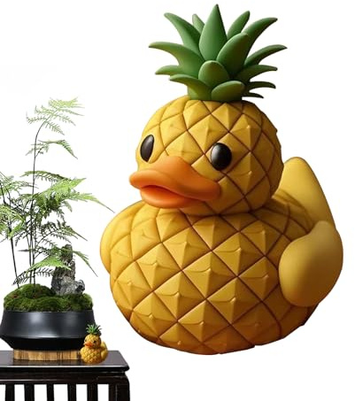 Genérico Figura De Fruta De Pato - Estatua De Pato para Escritorio | Decoraciones De Escritorio De La Estatua Decorativa De Resina Decorativa con Temas De Frutas Creativas para Oficinas (Piña)