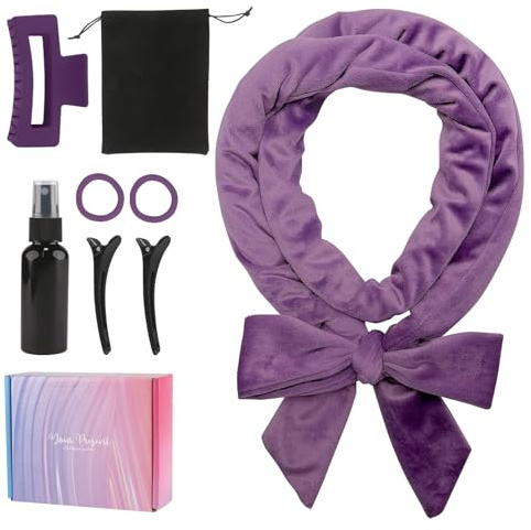 Bigodino Senza Calore per Boccoli, Set Di Bigodini Antiscivolo, Fascia Morbida Curler Arricciacapelli, Crea bellissimi ricci senza danneggiare i tuoi capelli, Adatto a Capelli Corti/Medi/Lunghi,Viola