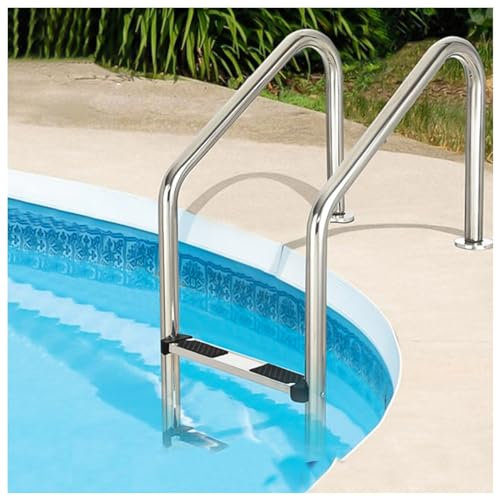 Échelle de piscine creusée avec base d'installation rapide, supporte jusqu'à 250 kg, idéale pour les parcs aquatiques intérieurs et extérieurs