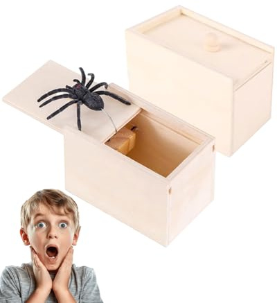 BNREOZA 1 pezzo Scatola del ragno, scatola del ragno, ragno di legno, scatola del ragno rotante, scatola dello spavento per bambini adulti, bomboniere per feste di Halloween