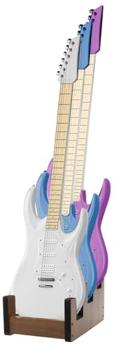 harupink Gitarrenständer Holz für mehrere Gitarren,3-facher Halter,Gepolsterter Multi-Gitarrenständer,Rutschfest Gitarren Halterung Robust Langlebig Guitar Stand für E-Gitarre- und Bassgitarre(A)