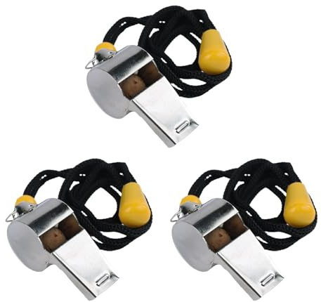 Paquete De 3 Silbatos Deportivos De Acero Inoxidable Con Cordón Ajustable, Sonido Potente Y Claro, Ideales Para Entrenadores, Árbitros Y Oficiales De Eventos Deportivos, Silbatos De Acero Inoxidable