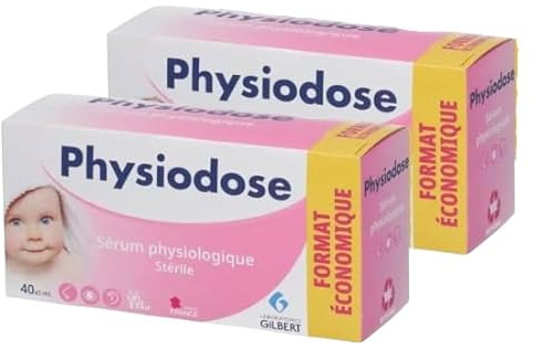 PHYSIODOSE Soluzione Fisiologica – Confezione da 2 Scatole con 40 Fialette Monodose da 5 ml – Per Lavaggi Nasali, Oculari e Pulizia Ferite, Sterile e Senza Conservanti