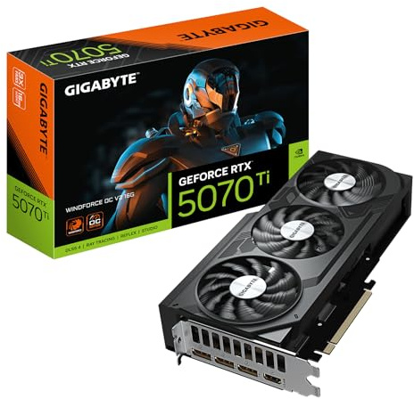 Gigabyte GeForce RTX 5070 Ti WINDFORCE OC V2 16G Scheda Grafica - 16GB GDDR6, 256bit, PCI-E 5.0, 2497 MHz Frequenza del Core, 3 x DisplayPort, 1 x HDMI, GV-N507TWF3OCV2-16GD