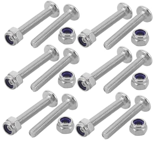 Mikinona Juego de 12 Tornillos Metálicos M4 X 25 MM para Futbolín Kit de Herrajes de Conexión Tuercas para Reparación y Mantenimiento de Mesa de Futbolín Accesorios para Equipamiento de