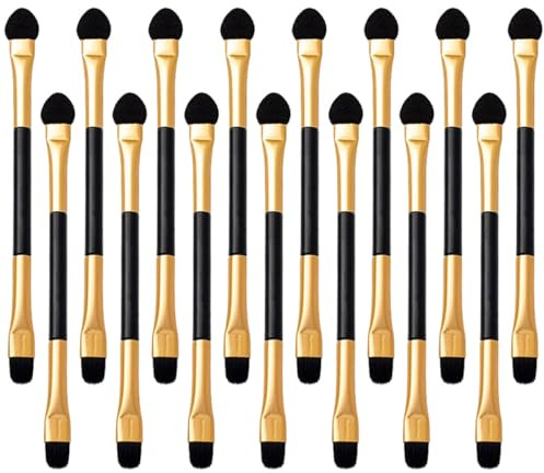 JOINPAYA Juego de 15 Pinceles para Sombra de Ojos de Doble Cara Portátiles para Maquillaje de Mujer Cerdas Sintéticas y Mango de Plástico Adecuado para Viaje