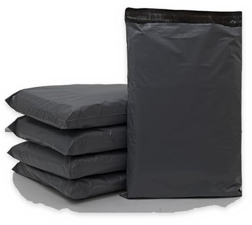 The Shipping Shed Mailing Bags 17 x 23cm, Small Grey Poly Postal Bags, Self Seal Waterproof Postage Mailers for Posting, Parcels & Shipping (100, 17 x 23cm)