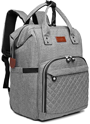 KONO Baby Wickeltasche Wickelrucksack Multifunktions Reise Rucksack mit großer Kapazität und 2 Kinderwagengurten (Grau)
