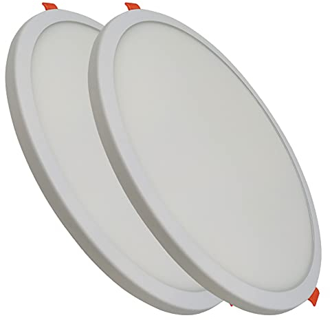 LED ATOMANT Pack 2x Panel LED Redondo Plano 20W Corte Ajustable 50-180mm, Blanco Frio (6500K), 1800 lumenes, Driver incluido