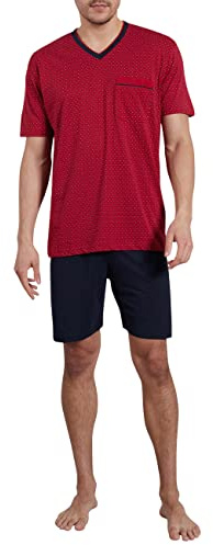 Götzburg Herren Schlafanzug kurz Shorty aus 100% natürlicher Baumwolle (DE/NL/SE/PL, Numerisch, 58, Chili Pepper)