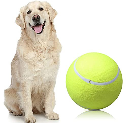 JZK Palla da Tennis Gonfiabile 9,5 Pollici per Cani - Giocattolo da Compagnia per Grandi Cani - Sport All'Aperto e Spiaggia