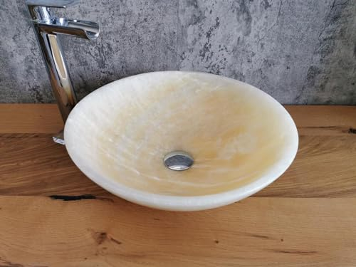 Waschbecken aus Marmor Onyx 17 Durchmesser 43 cm Foto Real des Waschbeckens Waschbecken Waschbecken Bad Aufsatz