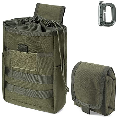 WYNEX Marsupio Molle, Tattico fionda sacchetto di munizioni pieghevole Mag Dump Pouch Magazine Utility Roll Up Waist Bag coulisse per cintura pacchetto accessori