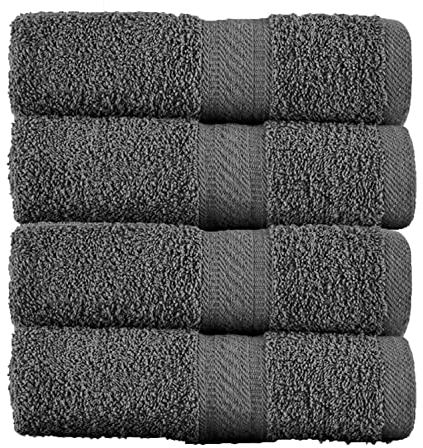 SweetNeedle Bath Towels - Set of 4 Bathroom Bath Sheets Charcoal, 70x140 cm - Hotel Quality 100% Cotton, Quick Dry, Light Weight, Highly Absorbent for Shower, Spa, Beach, Pool, Daily Use, Gift
