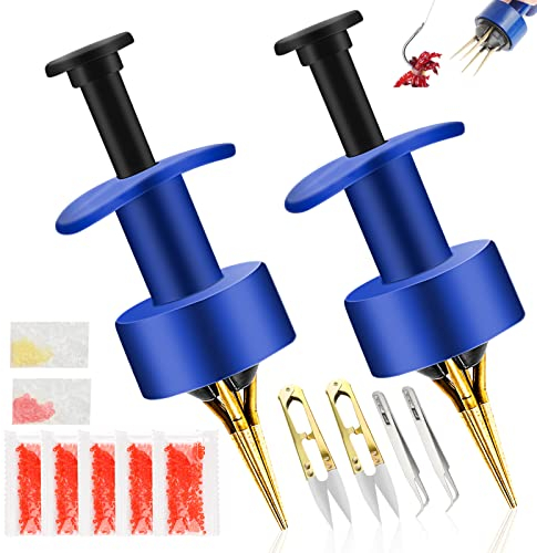 GZLFH 2 Stück Bloodworm Clip, 1000 Micro Köder Elastische Ringe und 2 Pinzette 2 Schere für Regenwurm Blutwurm Köder Werkzeug zur Pelletfixierung