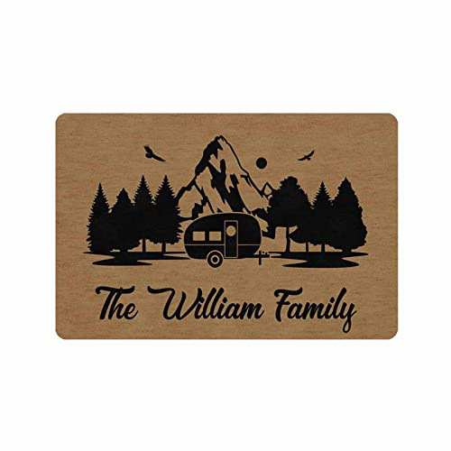 Personalized Camper Rugs ,Customized Campstie Camper Door Rugs with Names,Custom Camping Signs for Campers,Camping Rv Doormat Decorations,Camper Accessories for Inside Outside Motorhomes,30X18 in