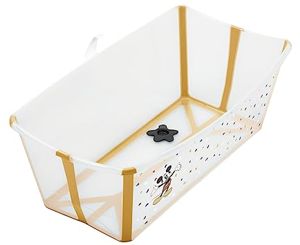 Stokke Flexi Bath, Mickey Celebration - 64 x 24 x 34 cm - Bañera plegable para recién nacidos y bebés, liviana, resistente y fácil de guardar - Ideal para casa o viajes