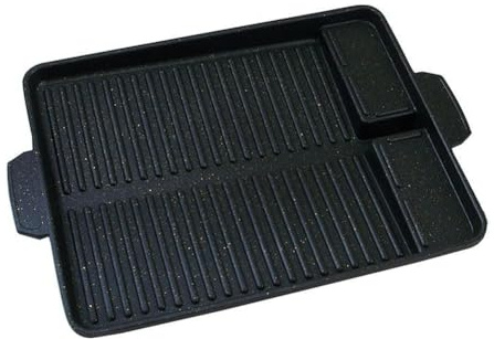 Korean-style Non-stick Grill Pan Rectangular Hot Plate Barbecue Pot Portable Oil Spill Baking Tray for Indoor Outdoor BBQ (Style A)