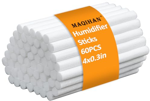 60PCS Humidifier Stick Filter Refill - Mini Air Diffuser Pure Wicks Refill Cotton Filter Sticks Replacement Wicks for Small Portable Humidifier Diffuser in Office Bedroom Home