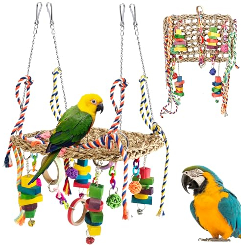 SUNOYA Papageienspielzeug, Wellensittich Spielzeug Natürliche Sicheres Holz Papagei Spielzeug Vogel Kauspielzeu, Vogelspielzeug für Nymphensittich Wellensittiche Alle Papageien und Vogel