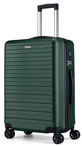 FLIEE Medium Suitcase Hard Shell | TSA 3 Digit Combination Lock|4 Dual Spinner Wheels| Aluminum Telescopic Handle | Lightweight Suitcase | Medium 24 Hold Check in Luggage | (Green, Medium 24'')