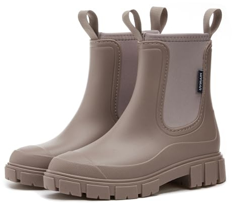 SmoothPace Gummistiefel Damen Wasserdicht Gummistiefeletten Halbhohe Chelsea Boots Rutschsicher Abriebfest Atmungsaktiv Regenschuhe Komfort Garten Stiefeletten 36-41EU