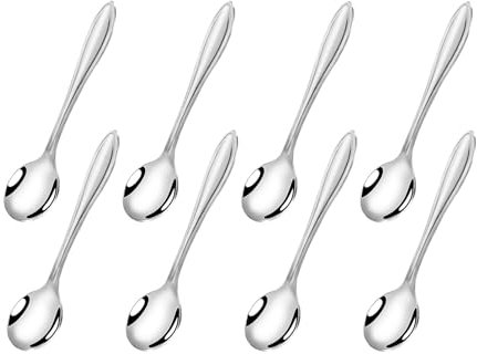 8 Pcs Mini Stainless Steel Spoons Set - Multi-use Salt Spoon Tea Spoons Coffee Spoon Ice Cream Spoon for Spice Jars Coffee/Tea/Dessert