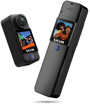 SJCAM C300 4K Vlogging camera for Youtube Handheld Action Camera,7Hour Power,170° Wide FOV Video Recording,6-Axis Stabilization,Dual-Touch Screen Body Camera,30M Waterproof,Black 64G card