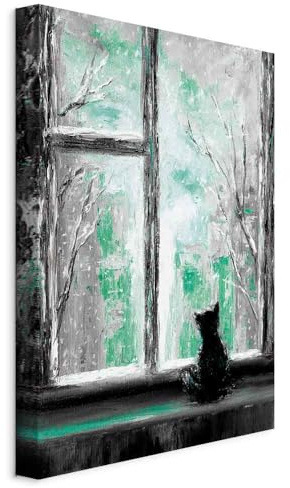 murando - Quadro Acustico Silhouette Gatto Mattina 80x120 cm 1 Pezzo - Canvas con Struttura - Quadri Acustici - Pannelli Fonoassorbenti Decorativi - Decorazione da Parete Soggiorno Gatti g-C-0161-b-c