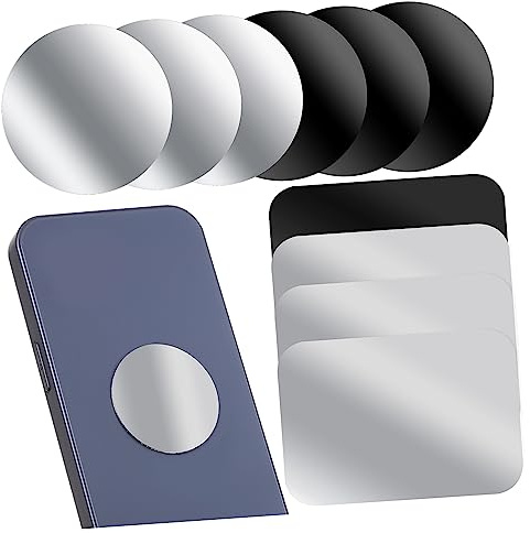 DIYEAH 12piezas Placas De Metal Autoadhesivas Redondas y Rectangulares para Teléfono Móvil para Soporte De Coche El Salpicadero